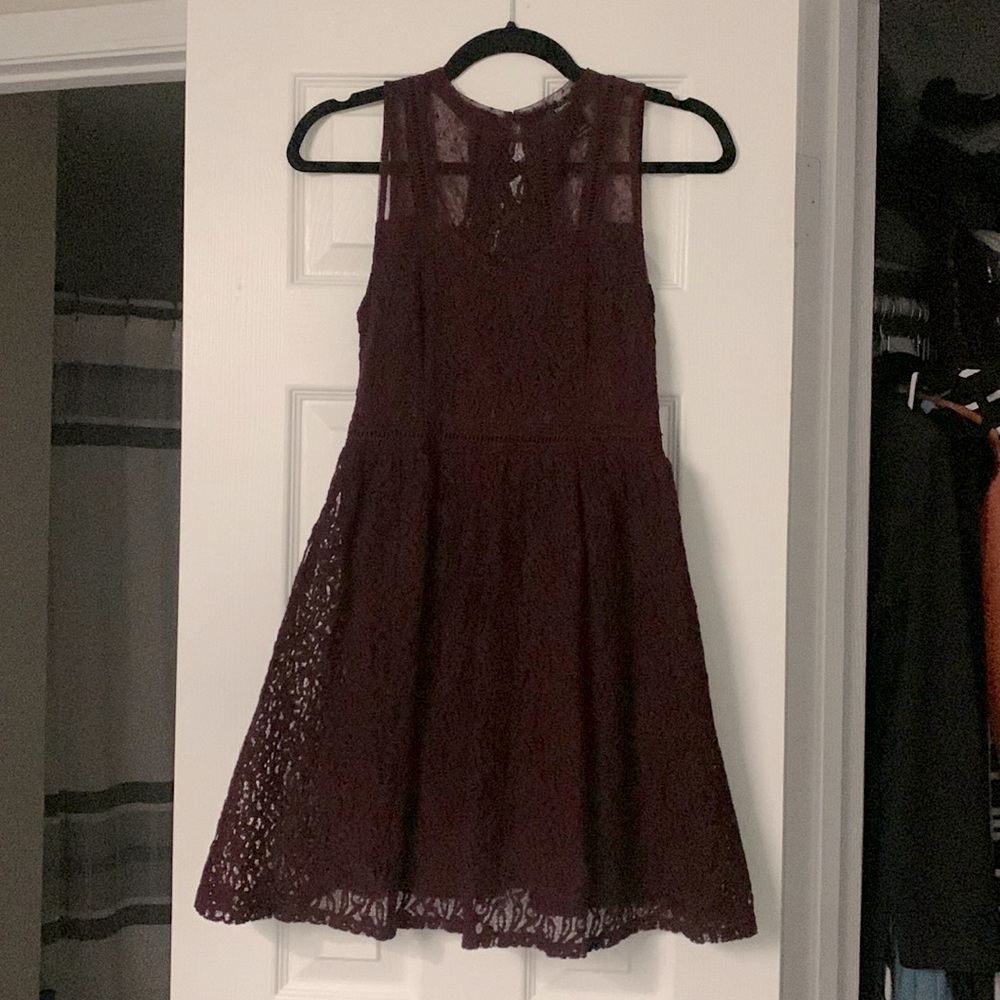 Forever 21 Lace Mini Flare Dress, Size Medium, Purple